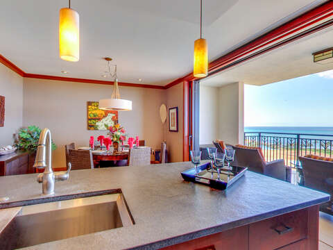 Kitchen and Dining Area in our Ko Olina Villa - With Ocean View