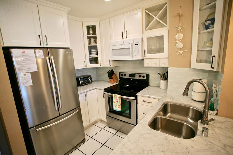 Remodeled Kitchen with marble countertops