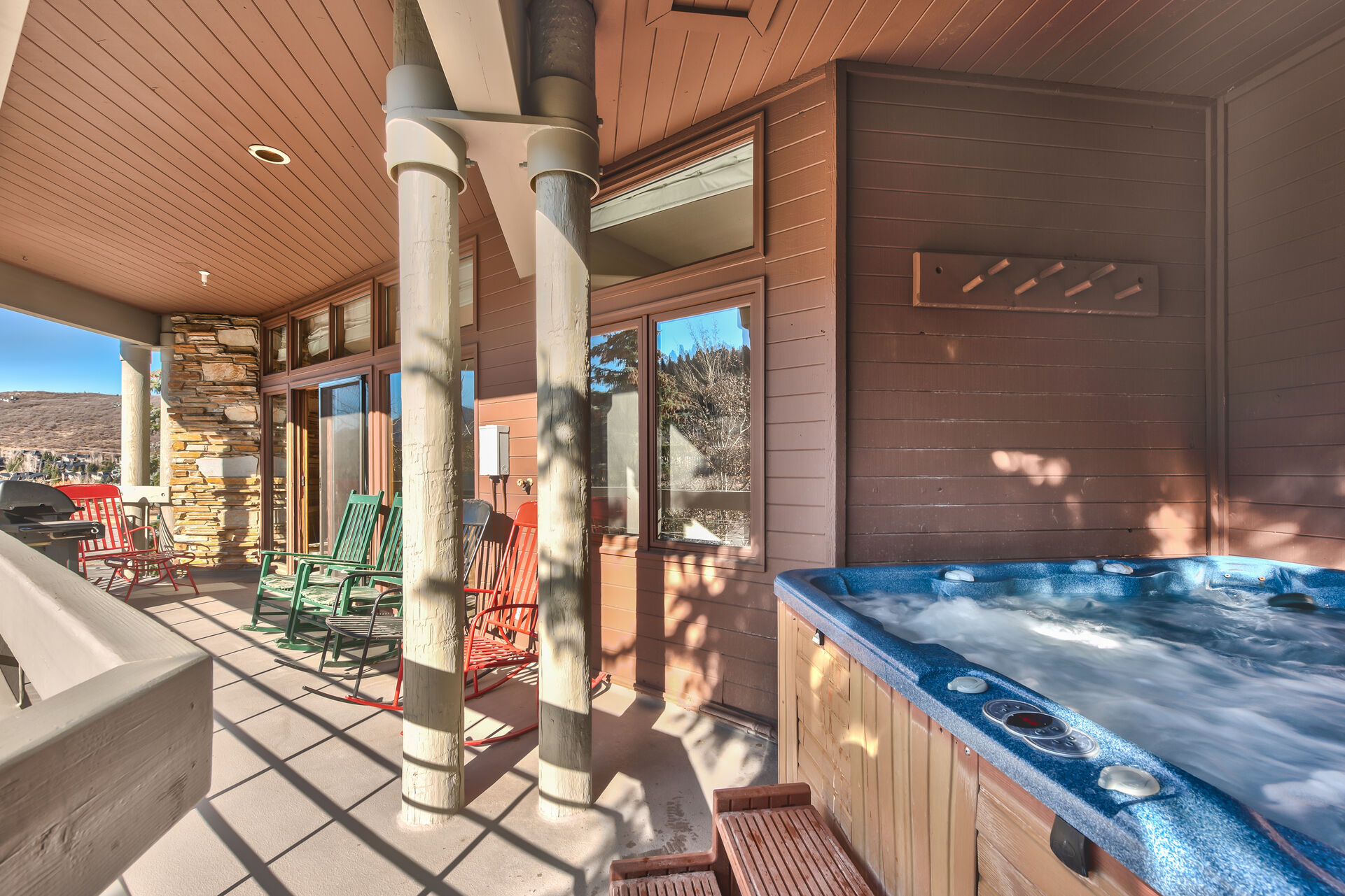 Private Deck with Hot Tub, Patio Seating, a BBQ Grill and Fabulous Views