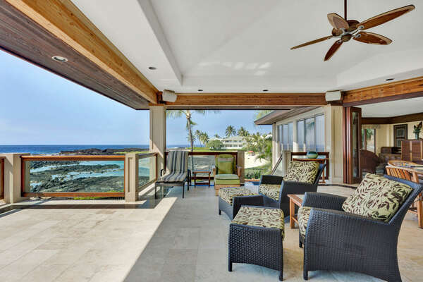 Spacious Covered Middle Lanai with Dining and Lounge Seating