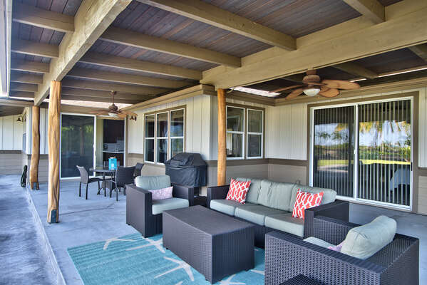 Large Covered Lanai with Comfortable Furnishings