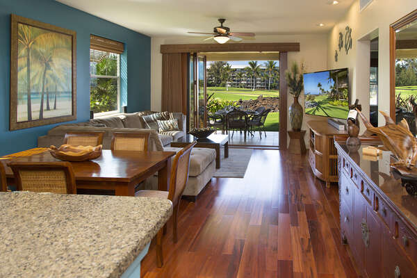 Living and dining area with a view to the lanai.