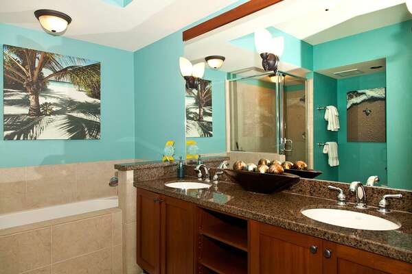 The Master Bathroom with his and hers vanity sink.