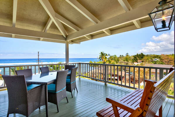 Dining table on the lanai with a View.
