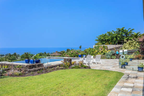 View of Pool from Side Yard of this Kona vacation rental home.