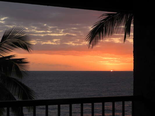 View of the sunset from our Kona Hawaii vacation rental