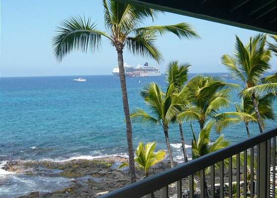 View of the cruise ships from our Kona Hawaii vacation rental