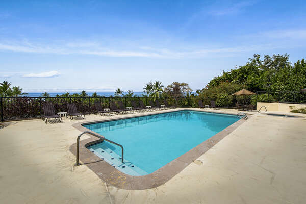 Rectangular Pool with Ocean Views at Kona Hawaii Vacation Rentals