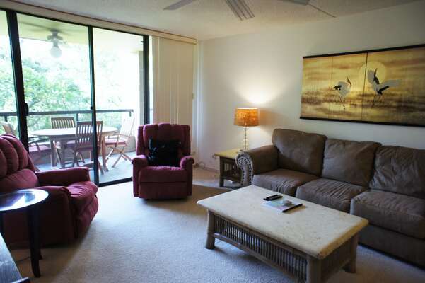 Living room in our Kona Hawaii vacation rental