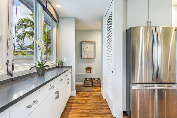 Refrigerator and Large Kitchen Counter