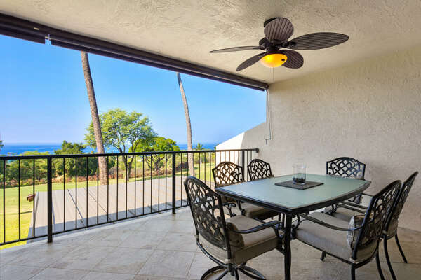 Ocean Views From Lanai with Outdoor Dining for Six at our Kona Hawaii Vila Rental
