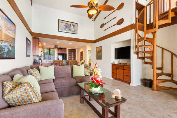 Living Area and Staircase to Loft inside Country Club Villas 302