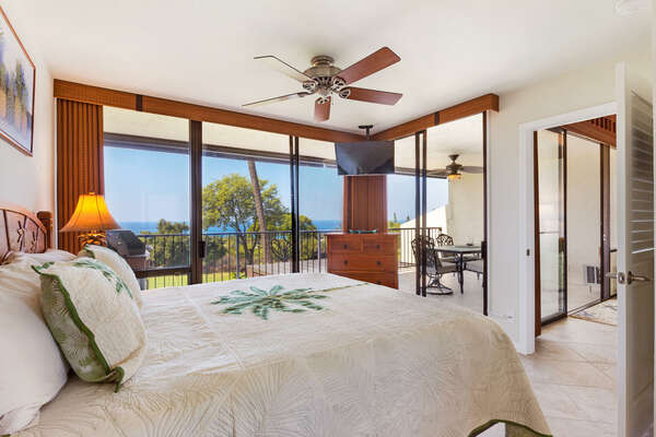Primary Bedroom with King Bed and ocean Views at Country Club Villas 302