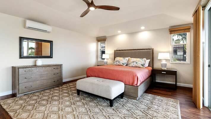 Primary suite with AC and ceiling fan