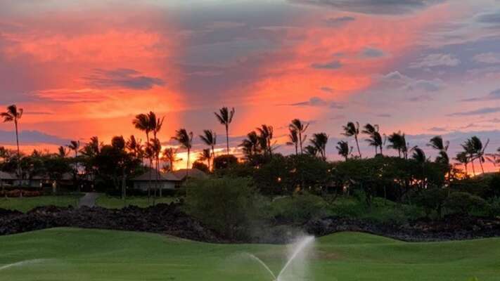 Golf Course & Sunset Views enjoyed from Mauna Lani Fairways 903