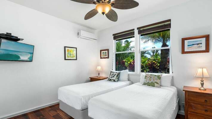 Guest Bedroom 3 with XL twin beds, AC and wall-mounted TV>