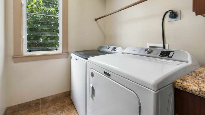 Full sized washer/dryer means you can pack light!
