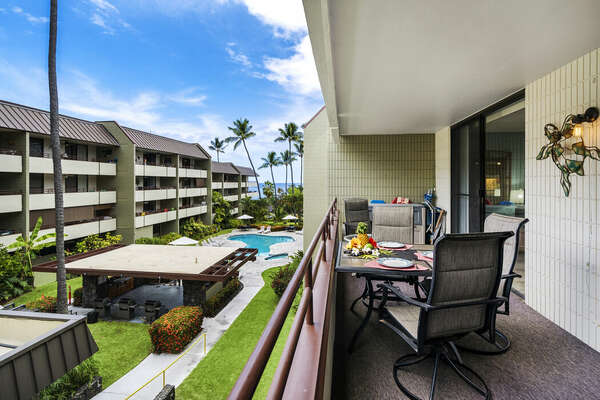 Large Lanai with Outdoor Chairs and Tables