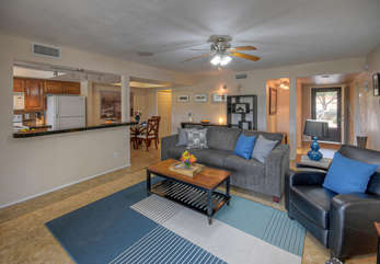 Open floor plan is spacious and offers cozy and satisfying living areas.