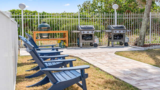 2 propane grills and a Big Green Egg available for guest use