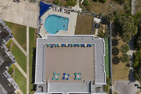 Arial view of the building amenities