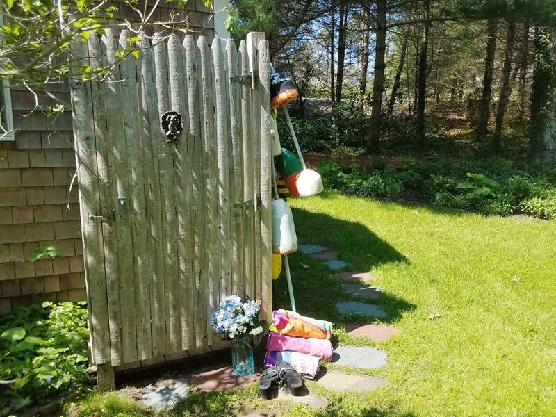 Enclosed outdoor shower with hot and cold water - 19 Old Cart Way -Chatham- Cape Cod -New England Vacation Rentals