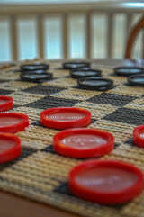 A close up of a checker board.