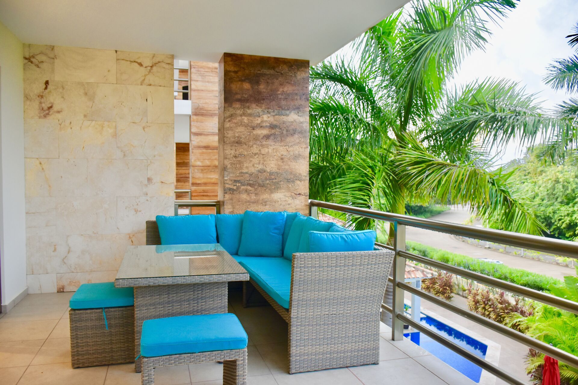Balcony with beautiful outdoor furniture