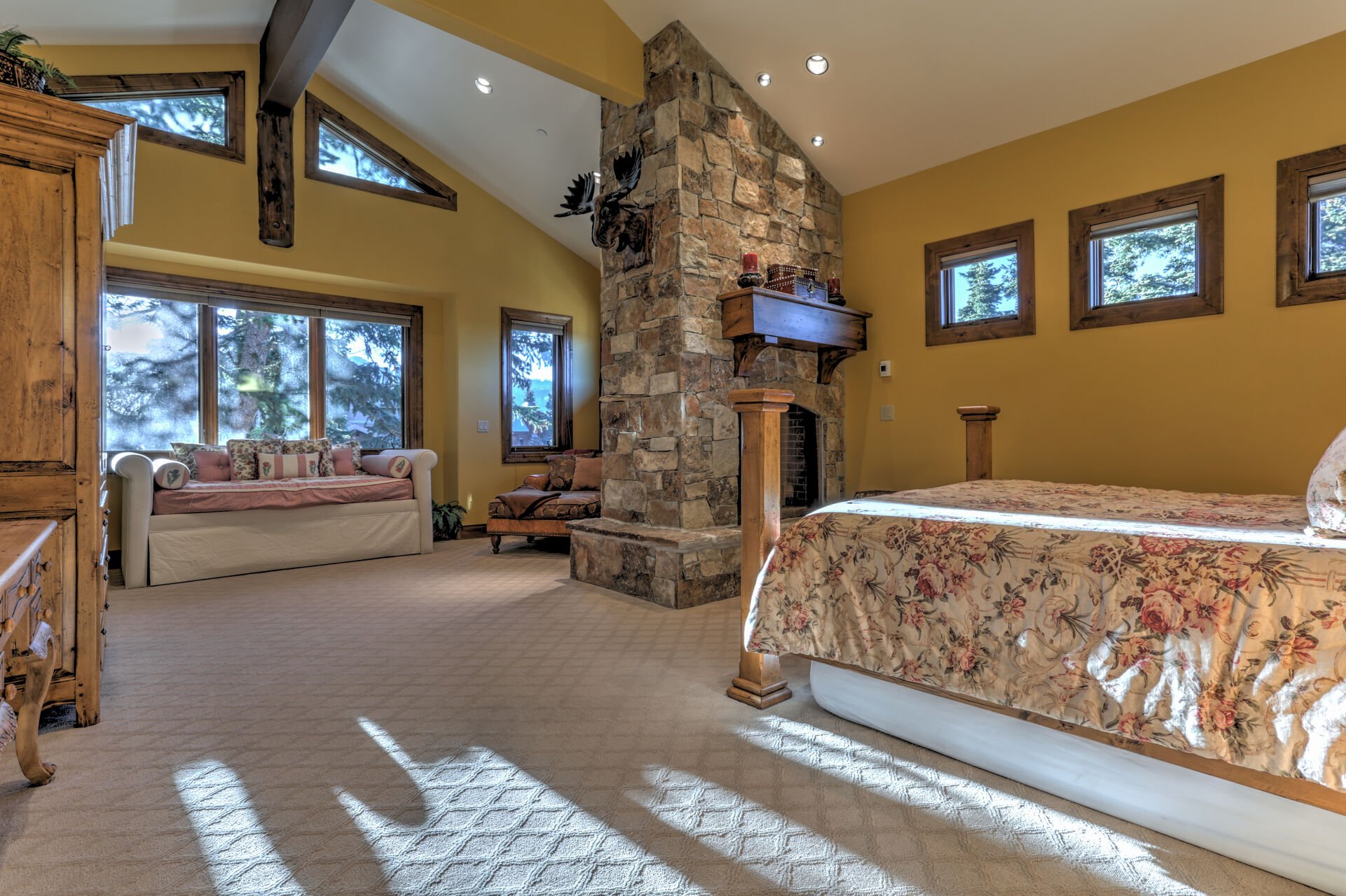 Master Bedroom  Upper Level  with King Bed, Twin Bed, Fireplace and Private Bath