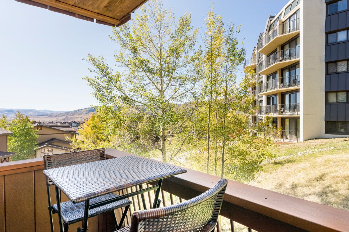 Private covered balcony with southwestern views