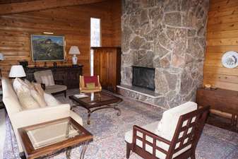 Family Room with Large Stone Fireplace