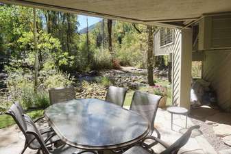 Private Patio next to the Roaring Fork River