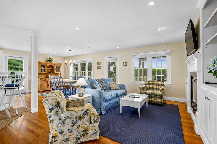 Light, bright, and open coastal living at its best. French door leads to the large deck - 24 Sea Mist Lane Chatham Cape Cod New England Vacation Rentals