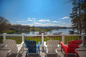 Four Chairs on Deck with Lake View