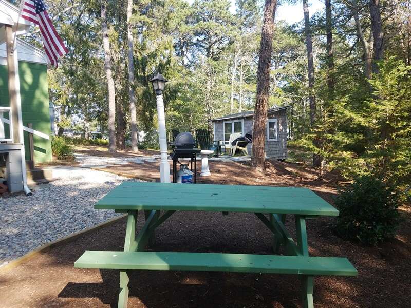 Gas grill - picnic table and small patio available for your outdoor pleasure!  41 Whip O Will  Harwich Cape Cod - New England Vacation Rentals
