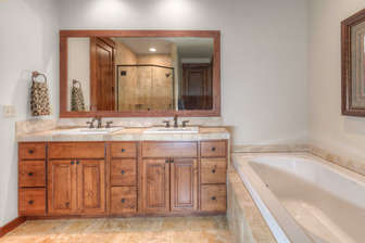 Dual sinks in the master bathroom
