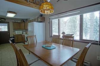 Dining with views of evergreen forest