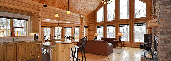 Absolutely Stunning Open Concept Log Chalet with Cathedral Ceilings