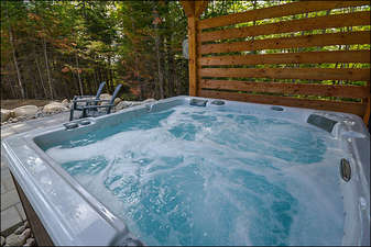 Enjoy the Shared Outdoor Hot Tub on a Cold Day