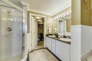 Gorgeous master bath with double vanities