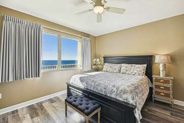 Master bedroom with a King bed, view of the Gulf!