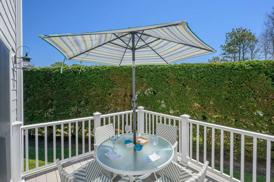 Enjoy your morning cup of coffee or evening cocktail overlooking the private yard - 9 Wilfin Road South Yarmouth Cape Cod - Four Shore - NEVR