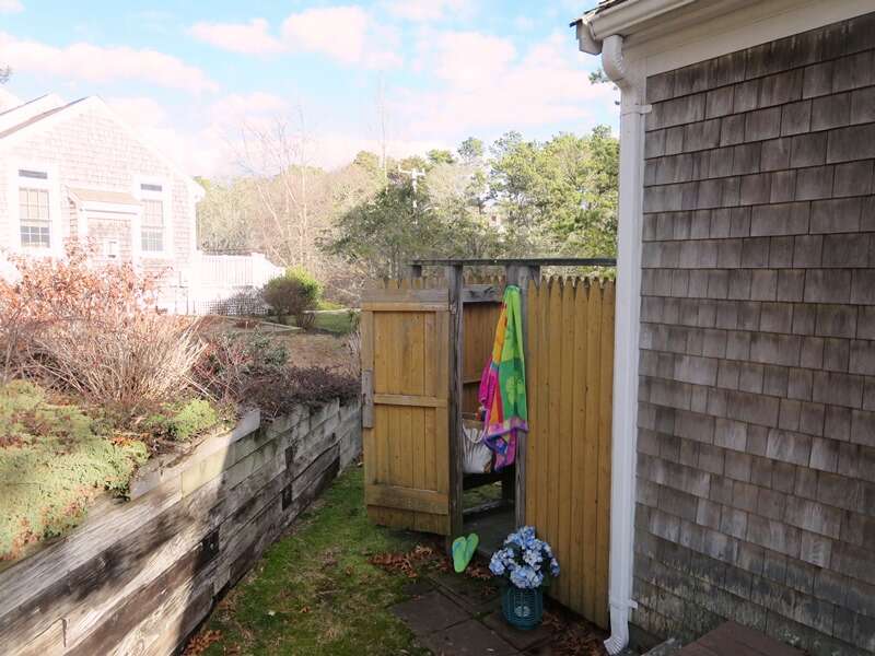 Fully enclosed outdoor shower with hot and cold water-180 Hardings Beach Road Chatham Cape Cod - New England Vacation Rentals