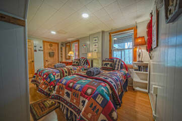 Image of Double Twin Beds in Bedroom.