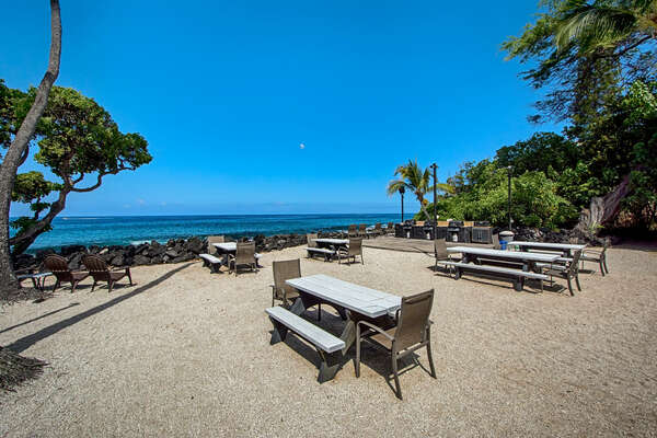 BBQ area with oceanfront seating