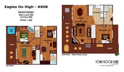 Floor plan for Eagles on High cabin in Pigeon Forge