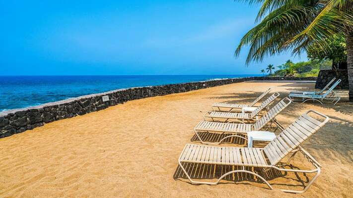 Oceanfront Lounging with Access from our Kona HI Condo Rental