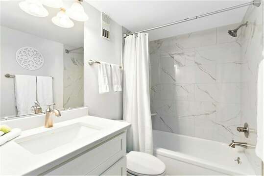 Renovated Bathroom #1 with tub/shower
