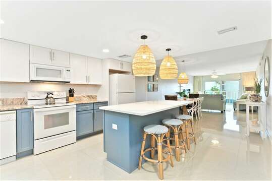 Gorgeous NEW open concept kitchen with island to gather round!