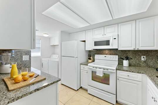 Fully stocked kitchen with everything you need. Washer and dryer for your convenience.